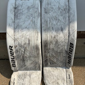 White 35" Senior Bauer Supreme M5 Pro Goalie Leg Pads (Used)