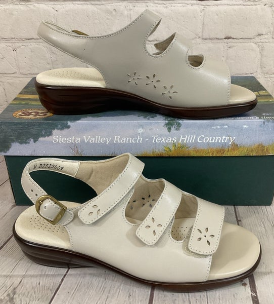 SAS 2170-002 Women's QUATRO Leather Slingback Sandals Bone White US 7 W