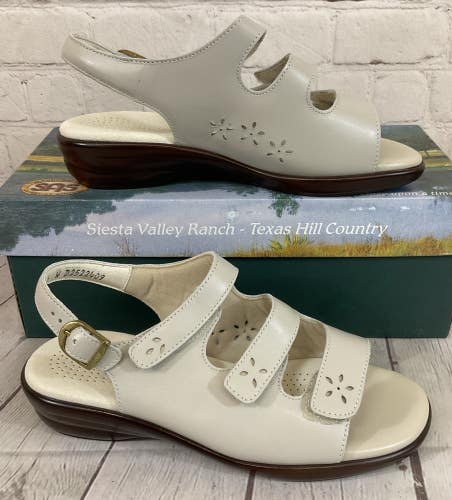 SAS 2170-002 Women's QUATRO Leather Slingback Sandals Bone White US 8.5 W