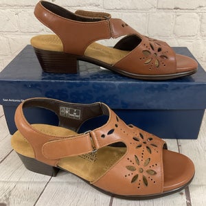 SAS Shoes 2270-195 Women's SUNBURST Leather Heel Strap Sandal Chestnut US 9 W