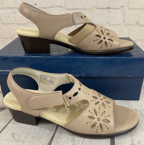 SAS Shoes 2270-215 Women's SUNBURST Leather Heel Strap Sandal Cream US 7 N