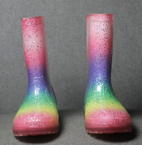 Rainbow Light-up Kids Rain Boots Size 13 Multi-Color Waterproof