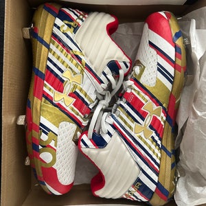 RARE 4TH OF JULY SPECIAL Red Men's Size 9.5 Mid Top Under Armour High Top Bryce harper Metal