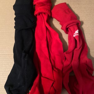 Red And Black Adult Unisex Large/Extra Large Adidas Socks (Used)