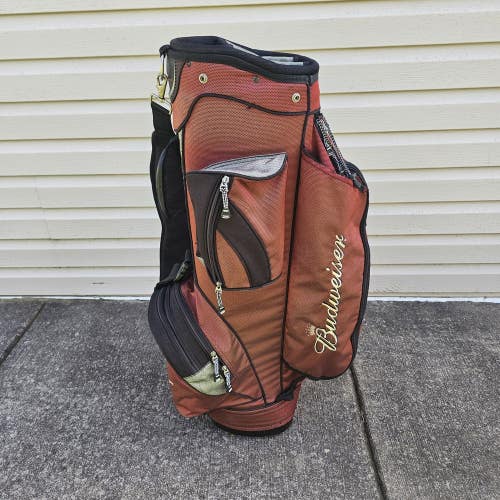 Budweiser Red And Black Golf Cart Bag 7 Way Divider Shoulder Strap Nylon