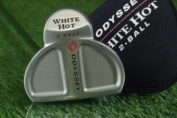 ORIGINAL ODYSSEY WHITE HOT 2-BALL MALLET PUTTER 33 RH + HEADCOVER ~ NICE!!