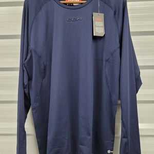 NEW! CCM Long Sleeve Training Tee Navy Blue Size Senior XL
