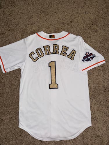 Houston Astros Carlos Correa World Series Champions Gold Program Jersey