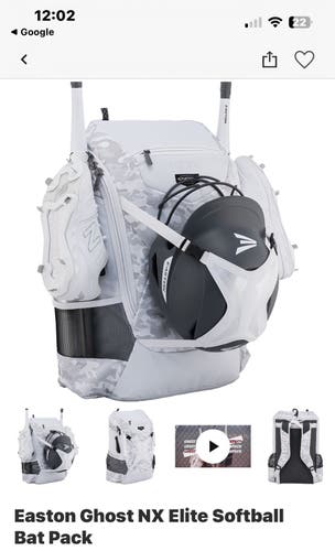 Easton Ghost NX Elite Softball Bat Bag in White Camo, New