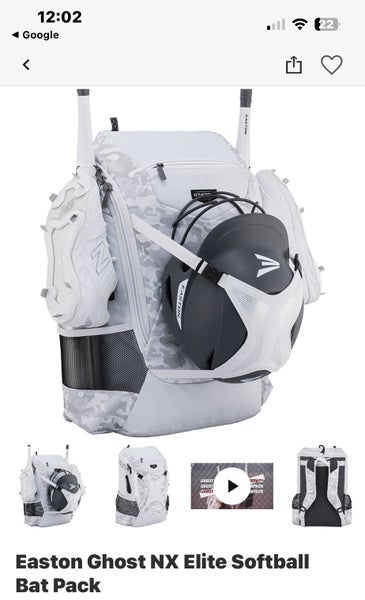 Easton Ghost NX Elite Softball Bat Bag in White Camo, New
