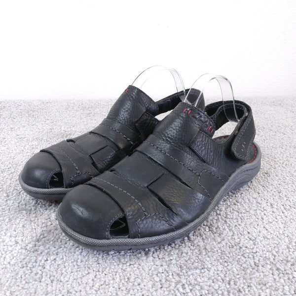 Clarks Hapsford Cove Fisherman Sandals Mens Size 8 Shoes 68086 Black Leather