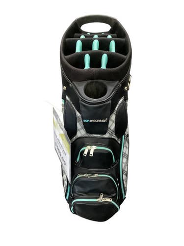 Used Sun Mountain 14 WAY CART BAG Mens Cart Bag Black And Sky Blue 11347-S000252141