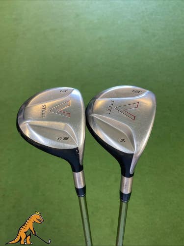 Used TaylorMade V Steel 13* 3-Wood, 18* 5-Wood Set Aldila NV 65g Graphite Stiff