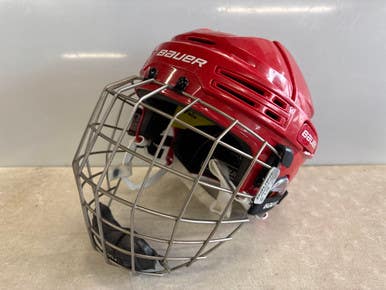 Used Bauer RE-AKT 75 Helmet Cage Combo Red LG 11858-S000077664