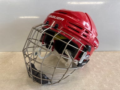 Used Bauer RE-AKT 75 Helmet Cage Combo Red LG 11858-S000077664