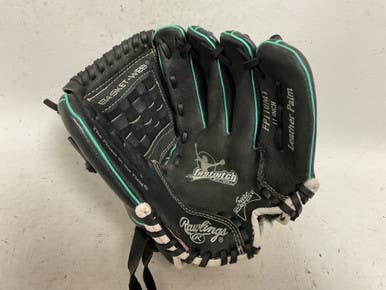 Used Rawlings Sure Catch FP110MT RH Throw Fastpitch Gloves Black 11" 11855-S000188789