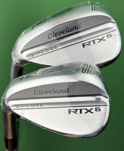 Cleveland RTX6 Zipcore Wedge Set LEFT Hand Mid Bounce 52-10*, 56-10* Steel NEW!