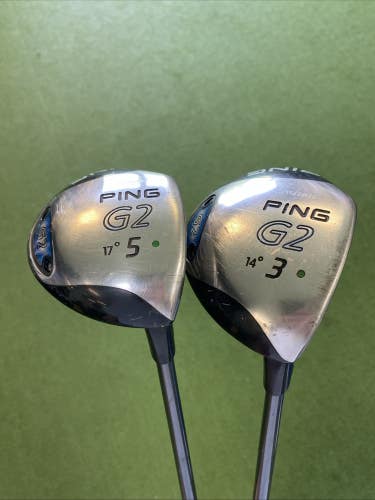 Used Ping G2 Green Dot 3-Wood, 5-Wood Set TFC 100 Graphite Regular Flex