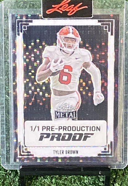 Tyler Brown Black Pulsar '91 Leaf Metal 1/1 Pre-Production Proof 2024 Clemson