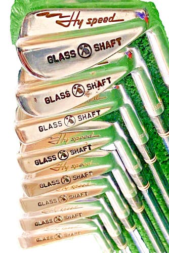 Burke Golf Hy Speed Glass Shaft Combo Set 1w,3w,4w,2-9 Irons RH Good Grips Rare
