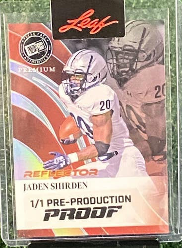 Jaden Shirden 1/1 Pre-Production Proof SP 2024 Leaf Press Pass Premium Reflector