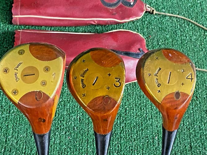 Toney Penna Persimmon RH Wood Set Model 65 1w,3w,4w Penna-Flex Stiff Steel HC's