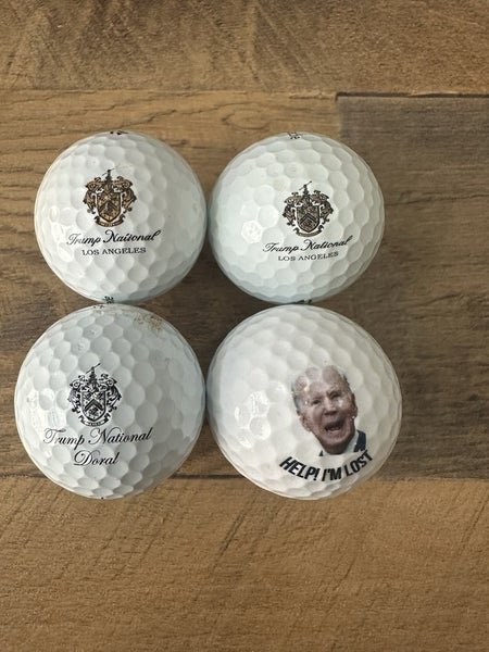 4 TRUMP NATIONAL GOLF BALLS LOS ANGELESS, DORAL, BIDEN