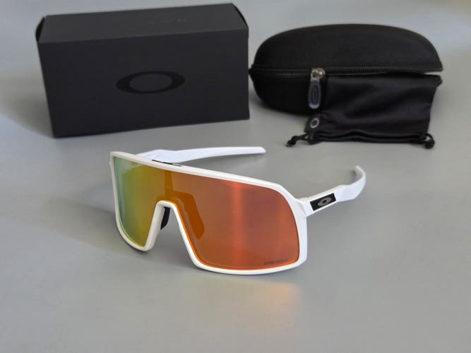 Oakley Sutro Shield Sunglasses Matte White Frame Orange Mirror Prizm Lens