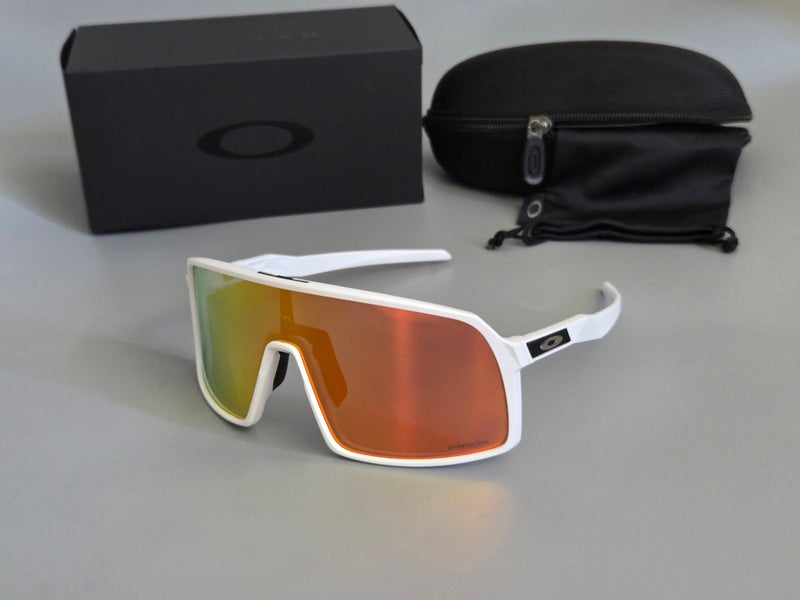 Oakley Sutro Shield Sunglasses Matte White Frame Orange Mirror Prizm Lens
