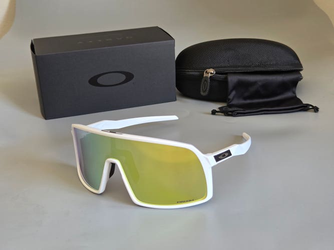 Oakley Sutro Shield Sunglasses Matte White Frame Gold Mirror Prizm Lens