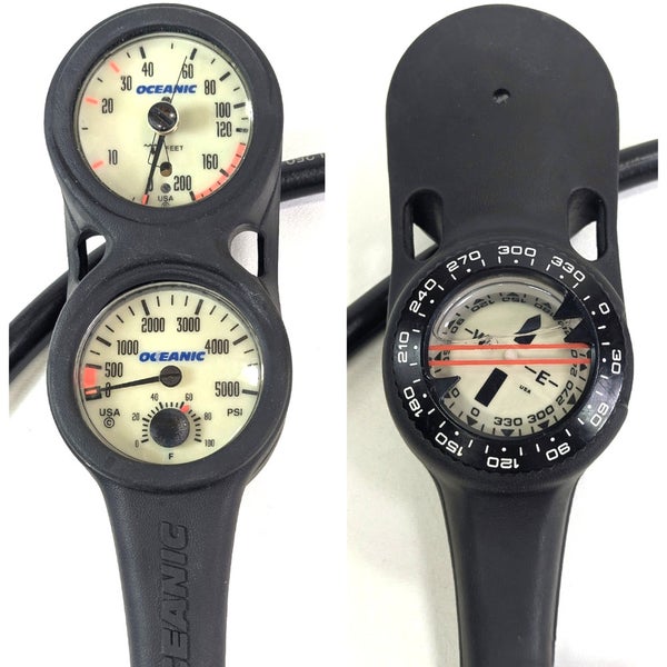 Oceanic Navigator 3 Gauge Scuba Dive Swiv Complete Console SPG, Depth, Compass