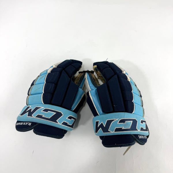 Used Navy, Baby Blue, White CCM Pro V Gloves | 12" | Maine Blackbears | B624