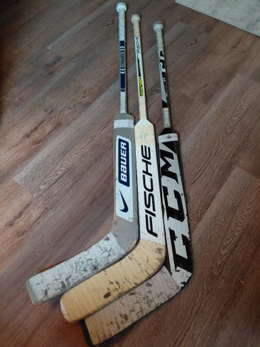Junior CCM Eflex 5.5 Full Right Goalie Stick 21"" Paddle (Used) w 2 Practice Sticks