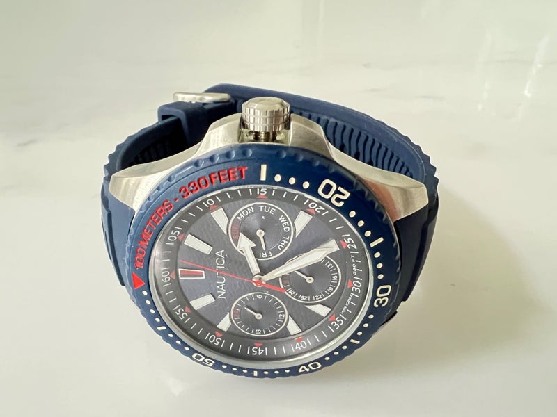 Nautica 100 meters 330 feet Water resistant NAPJBC009 stainless steel blue Watch