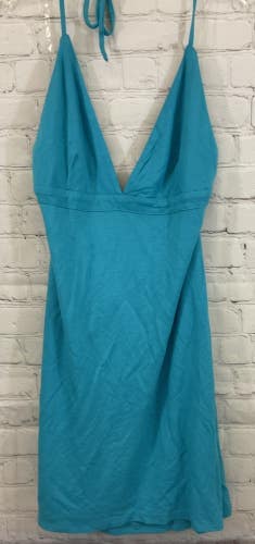 Luckybrand Swim Halter Swimsuit Cover Back of The Neck Adjustable Tie Blue Sheer