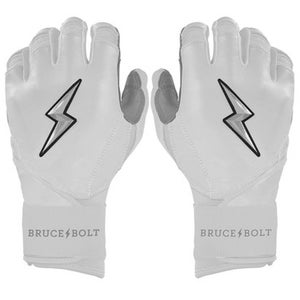 New YOUTH WHITE PREMIUM PRO CHROME SERIES LONG CUFF BATTING GLOVE BRUCE BOLT 11834-502A15