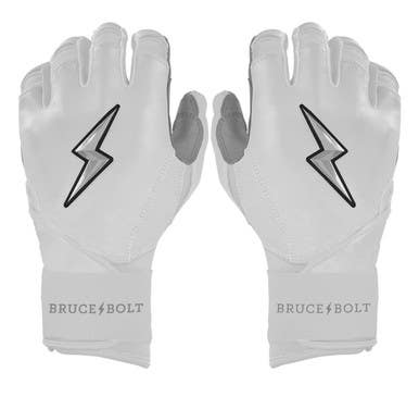 New YOUTH WHITE PREMIUM PRO CHROME SERIES LONG CUFF BATTING GLOVE BRUCE BOLT 11834-502A15