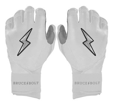 New YOUTH WHITE PREMIUM PRO CHROME SERIES LONG CUFF BATTING GLOVE BRUCE BOLT 11834-502A15
