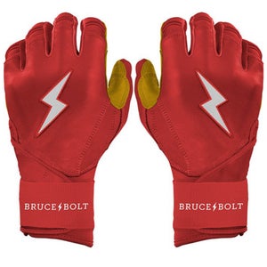 New YOUTH RED PREMIUM PRO LONG CUFF BRUCE BOLT BATTING GLOVES 11834-502A9
