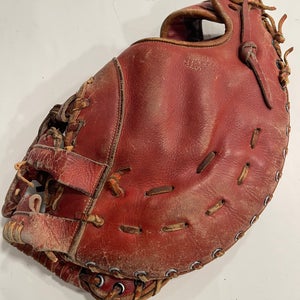 MacGregor Vintage Leather Baseball Catchers Mitt Lee May Red-Brown RHT 13"