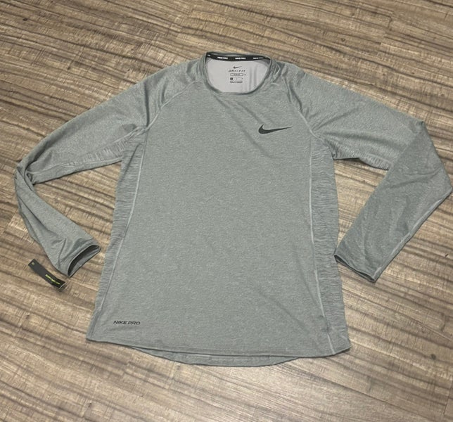 Nike Pro Dri Fit Base Layer Shirt Long Sleeve Adult Medium Slim Fit Gray New
