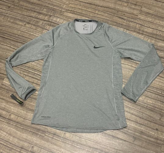 Nike Pro Dri Fit Base Layer Long Sleeve Shirt Adult Medium Slim Fit Gray New