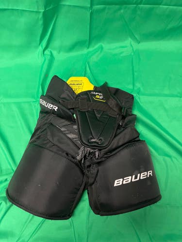 Black Junior Small Bauer S27 Hockey Goalie Pants (Used)