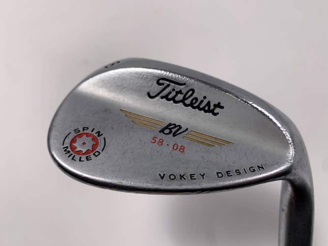 Titleist Vokey Spin Milled CC Chrome Lob Wedge LW 58* 8 Wedge Steel Mens RH