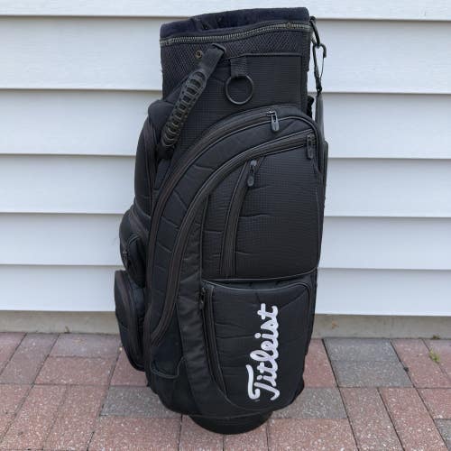 Titleist Golf Cart Bag 4 Way Dividers Black White Logo 10 Pockets