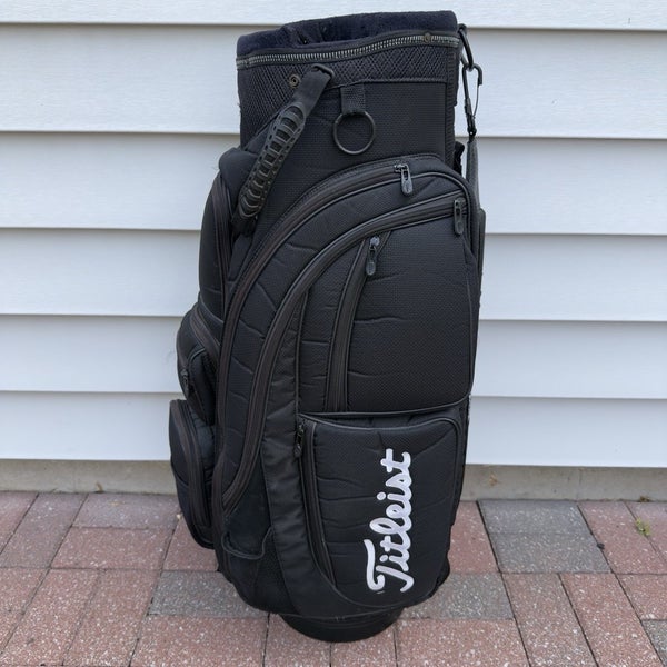 Titleist Golf Cart Bag 4 Way Dividers Black White Logo 10 Pockets