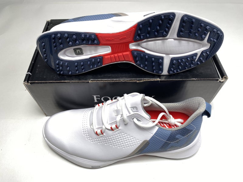FootJoy FJ Fuel Golf Shoes White Blue Red Men's SZ 9.5 (55441)