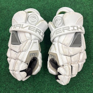 White Maverik M5 Lacrosse Gloves | Small 10" (Used)