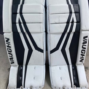 White 26" Youth Vaughn Velocity JR  Goalie Leg Pads (Used)