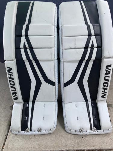 White 26" Youth Vaughn Velocity JR  Goalie Leg Pads (Used)